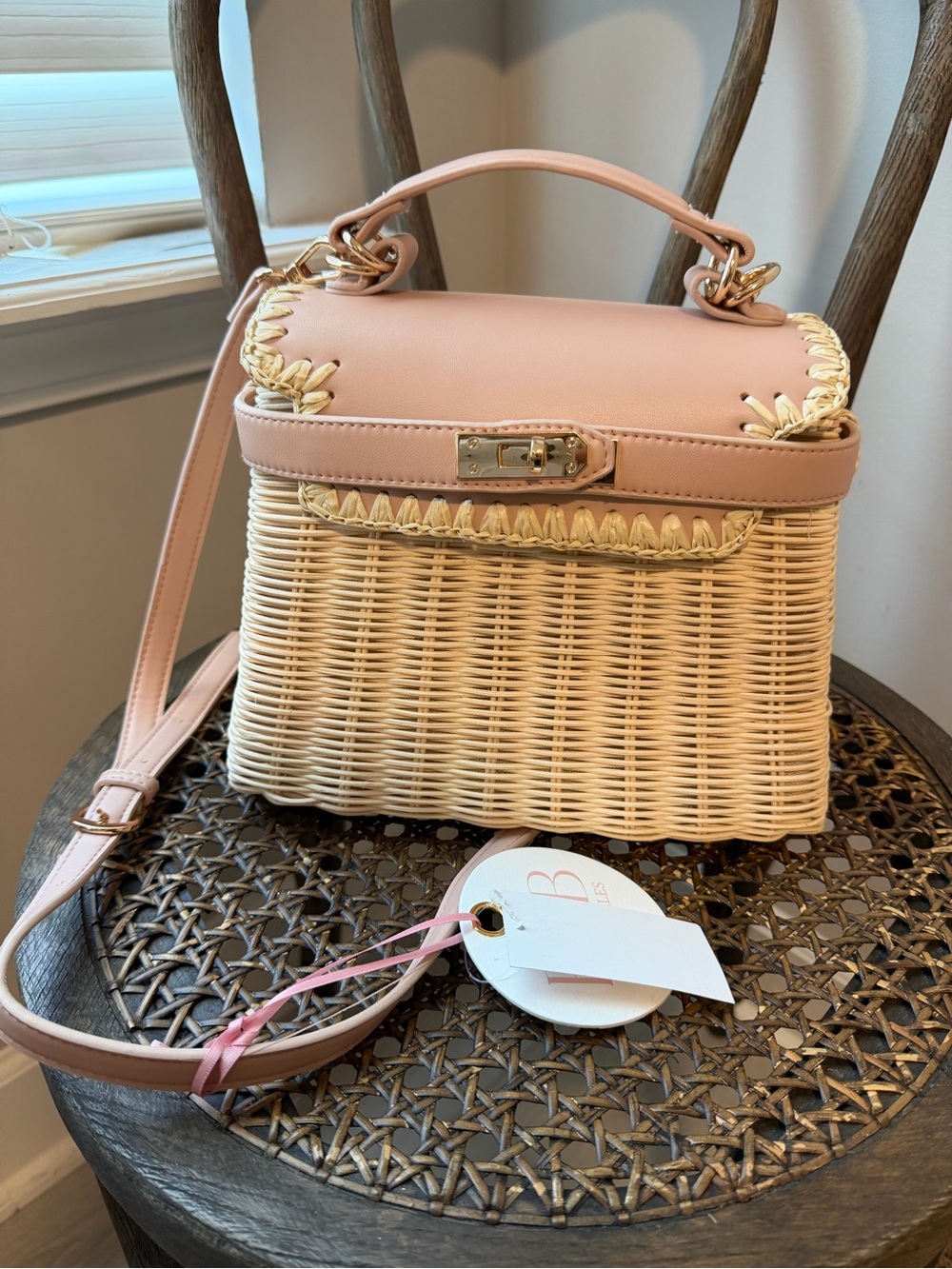 BTB LOS ANGELES Louis Rattan Top-handle Bag NWT - Picture 2 of 11